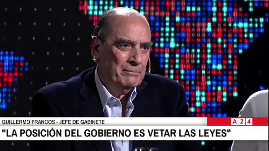 Guillermo Francos, con Novaresio: El veto presidencial de las tres leyes va a ser total