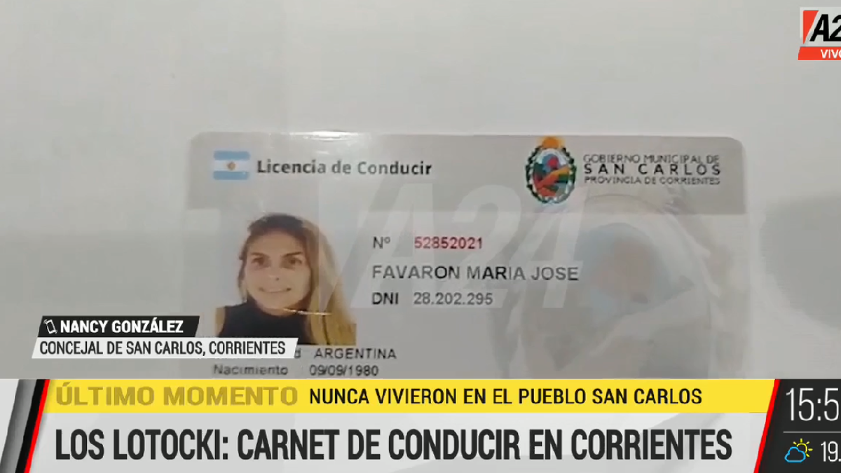 La esposa de Aníbal Lotocki renovó su licencia de conducir en Corrientes. (Foto: captura)