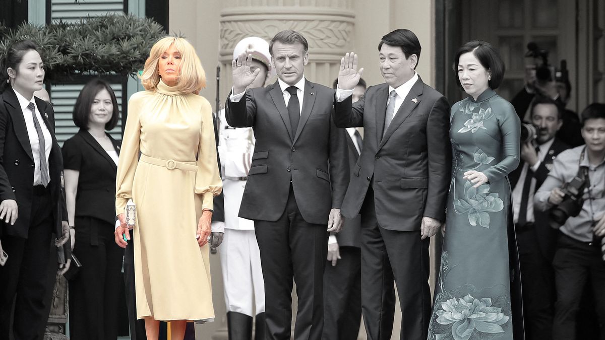 El enojo de Brigitte Macron siguió enojada en el primer acto oficial en Vietnam. (Foto: A24.com)