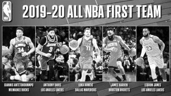 Doncic, Harden, LeBron, Antetokounmpo y Davis integran el quinteto ideal de la temporada en la NBA
