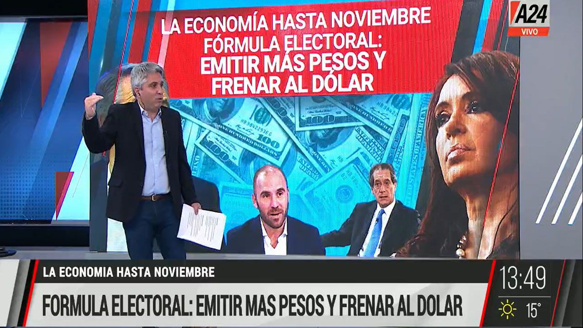 Emitir más pesos y frenar el dólar hasta las elecciones es la fórmula del gobierno (Captura de TV)