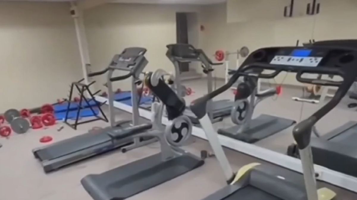 El insólito gimnasio de la ex AFIP. Foto: captura de video.&nbsp;