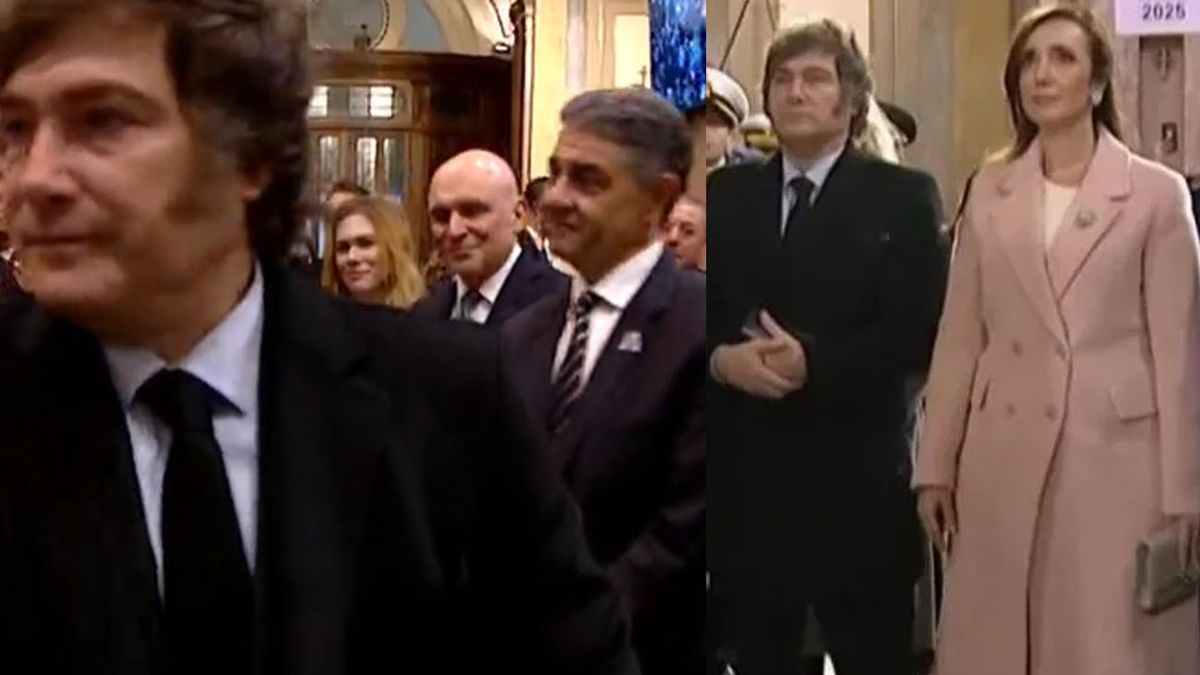 Video: el incómodo momento en el que Javier Milei le negó el saludo a Jorge Macri y a Villarruel en el Tedeum (Foto: captura)