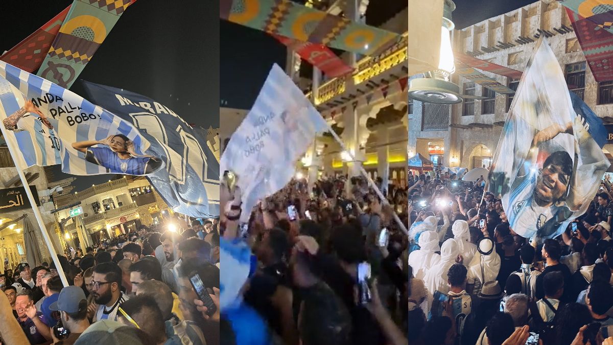 Los hinchas argentinos fueron los responsables de una verdadera fiesta en el Mundial Qatar 2022 (Foto: Twitter).