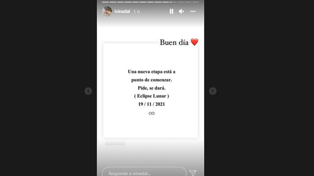 El mensaje con el que&nbsp; Ivana Nadal salud&oacute; este viernes a sus m&aacute;s de 2.6 millones de seguidores en las redes sociales.&nbsp;