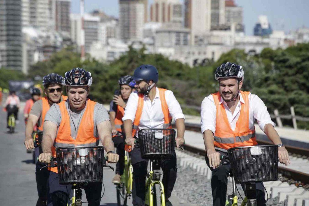 Por la misma bicisenda: Larreta y Peña pedalearon juntos para disipar las diferencias internas