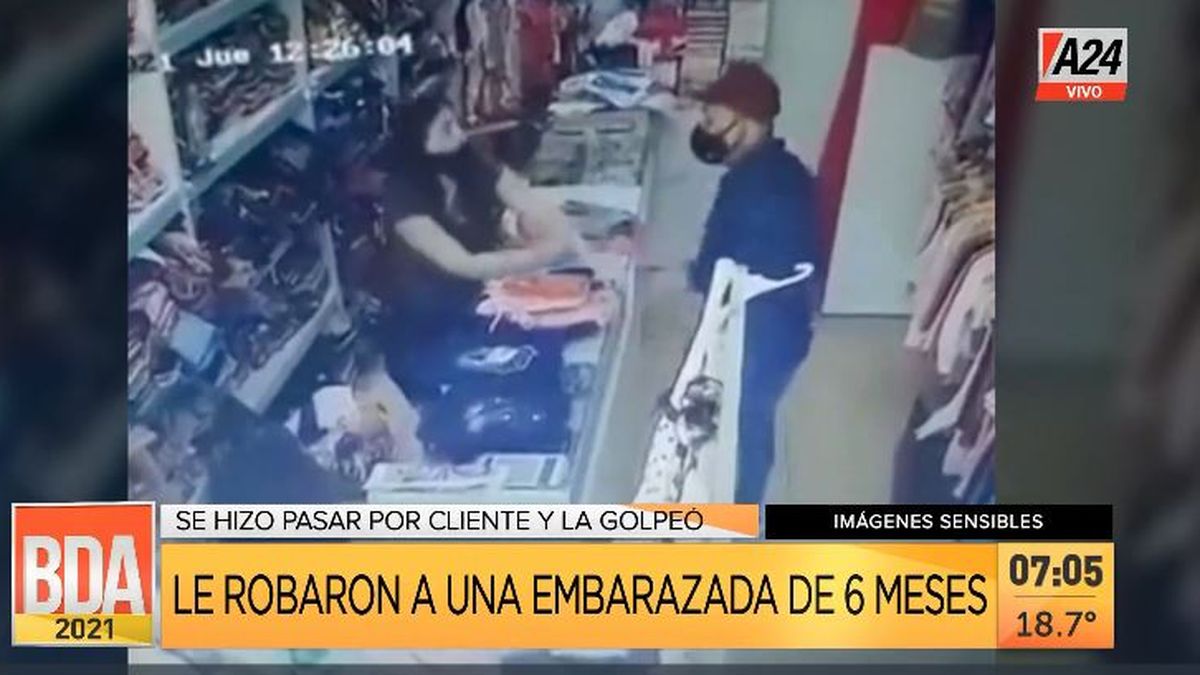 Villa Gobernador Gálvez: brutal robo a una embarazada de 6 meses. (Captura de Tv)