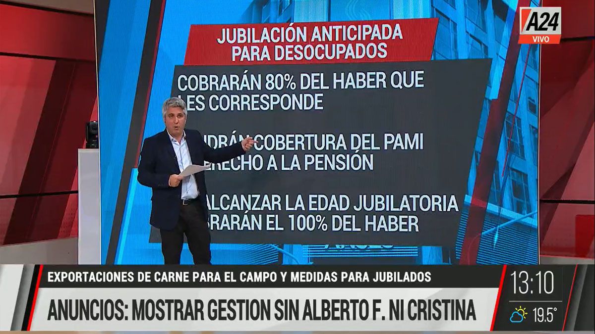 El gobierno estudia un bono para que las jubilaciones no pierdan frente a la inflación anual (Foto: Captura de TV)