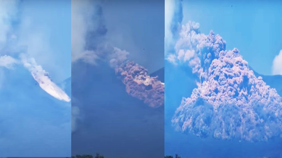 Secuencia de la lava bajando por un sector de la ladera del volc&aacute;n Etna. (Foto: Captura de TV)