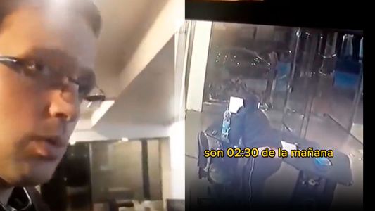 Un encargado de seguridad captó una activad paranormal en la puerta de un edificio en plena madrugada