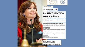 Cristina Kirchner difundió por redes sociales el anuncio de su participación en la clase magistral (Foto: X Cristina Kirchner).