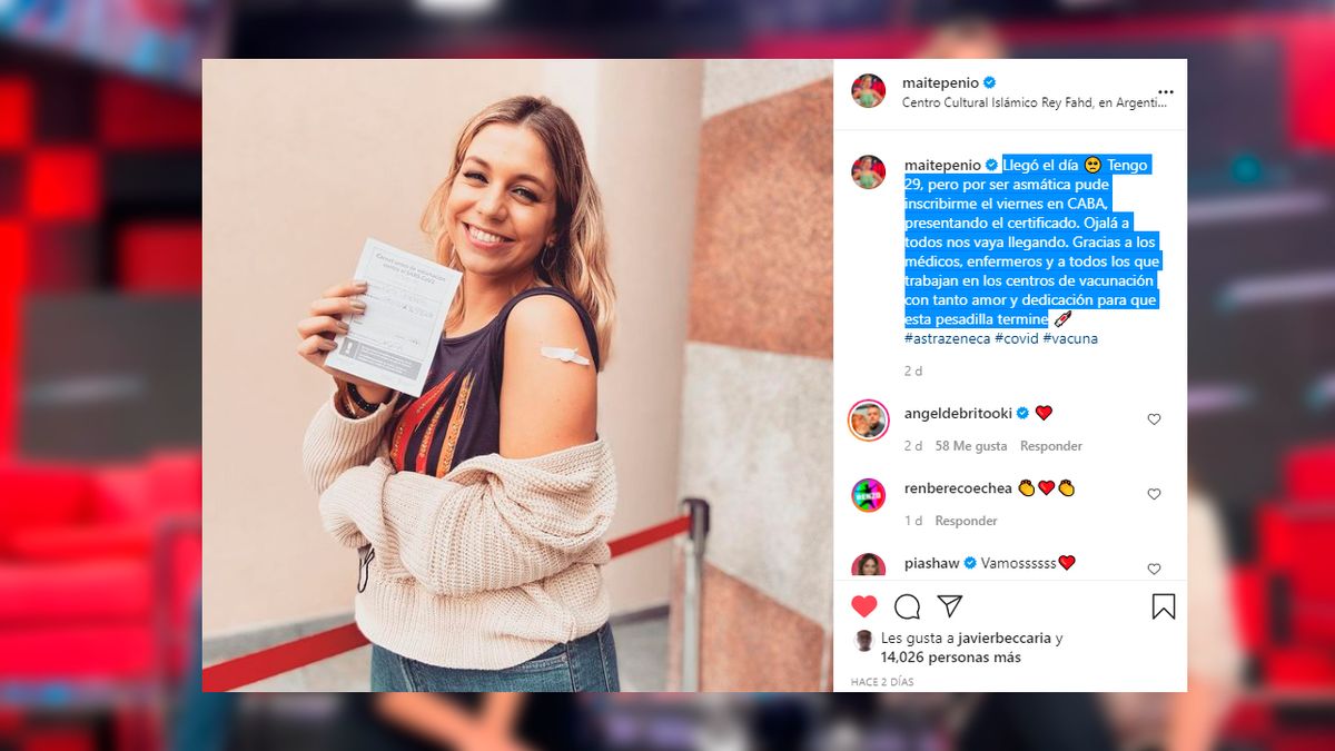 Maite Peñoñori contó que se vacunó, pero presentó cansancio y fiebre y no pudo asistir a Los ángeles de la mañana.