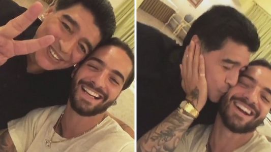 El cariñoso encuentro entre Diego Maradona y Maluma en Rusia