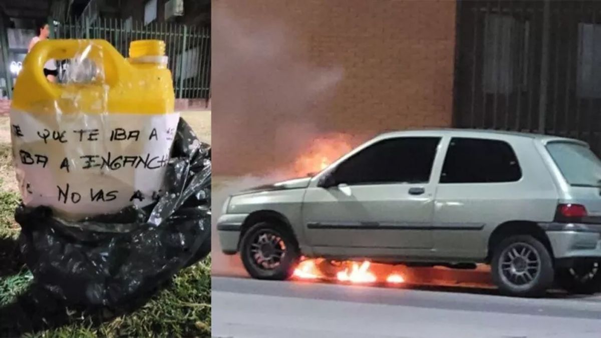 Descubrió la infidelidad, le quemó el auto y le dejó un insólito mensaje al lado del bidón de nafta