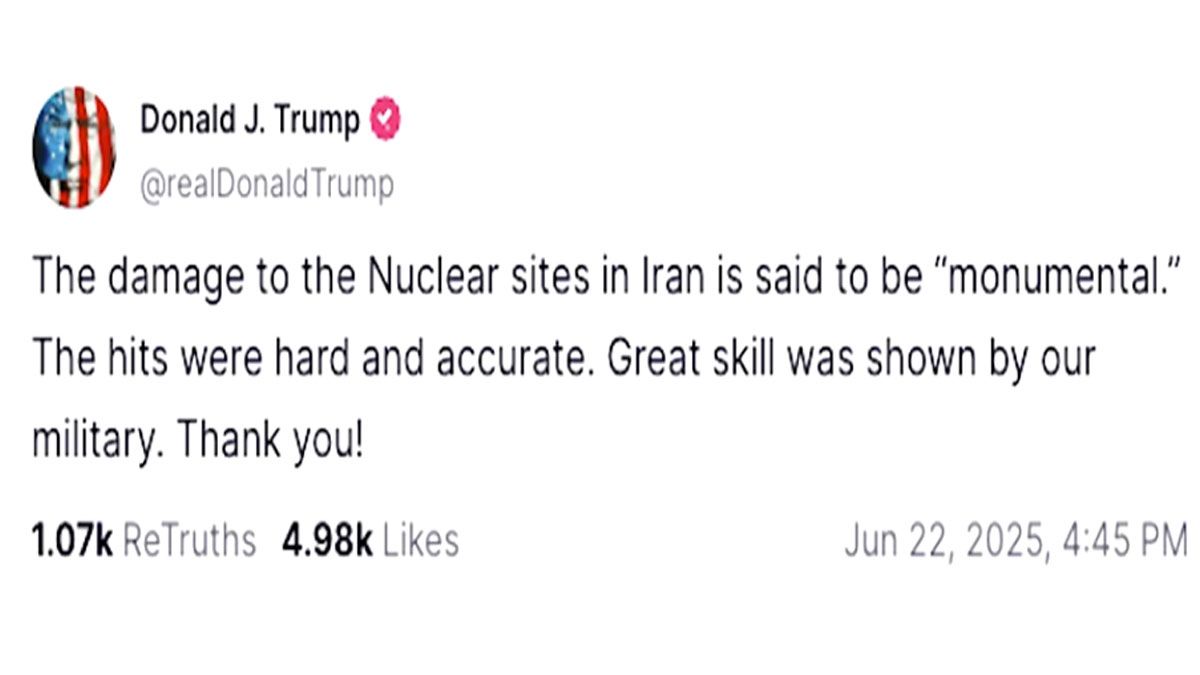 Autoelogio de Trump por el ataque con misiles sobre instalaciones nucleares de Irán. (Foto: Cuenta personal de D. Trump)