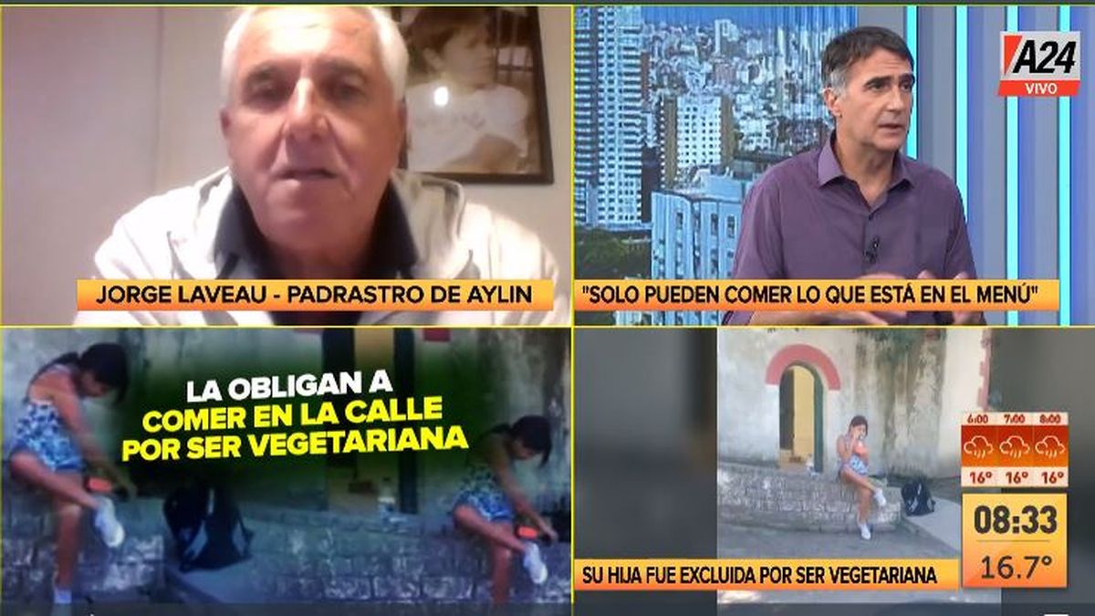Colegio obligó a comer en la calle a una nena por vegetariana. (Captura de Tv)