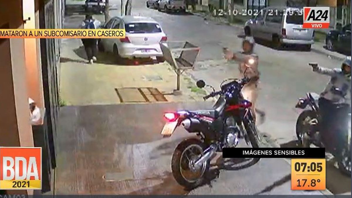 Caseros: robo y asesinato a quemarropas a un subcomisario. (Captura de Tv)