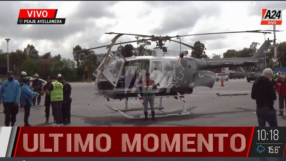 Inédito: un camión chocó un helicóptero del SAME en Parque Avellaneda. (Captura de Tv)