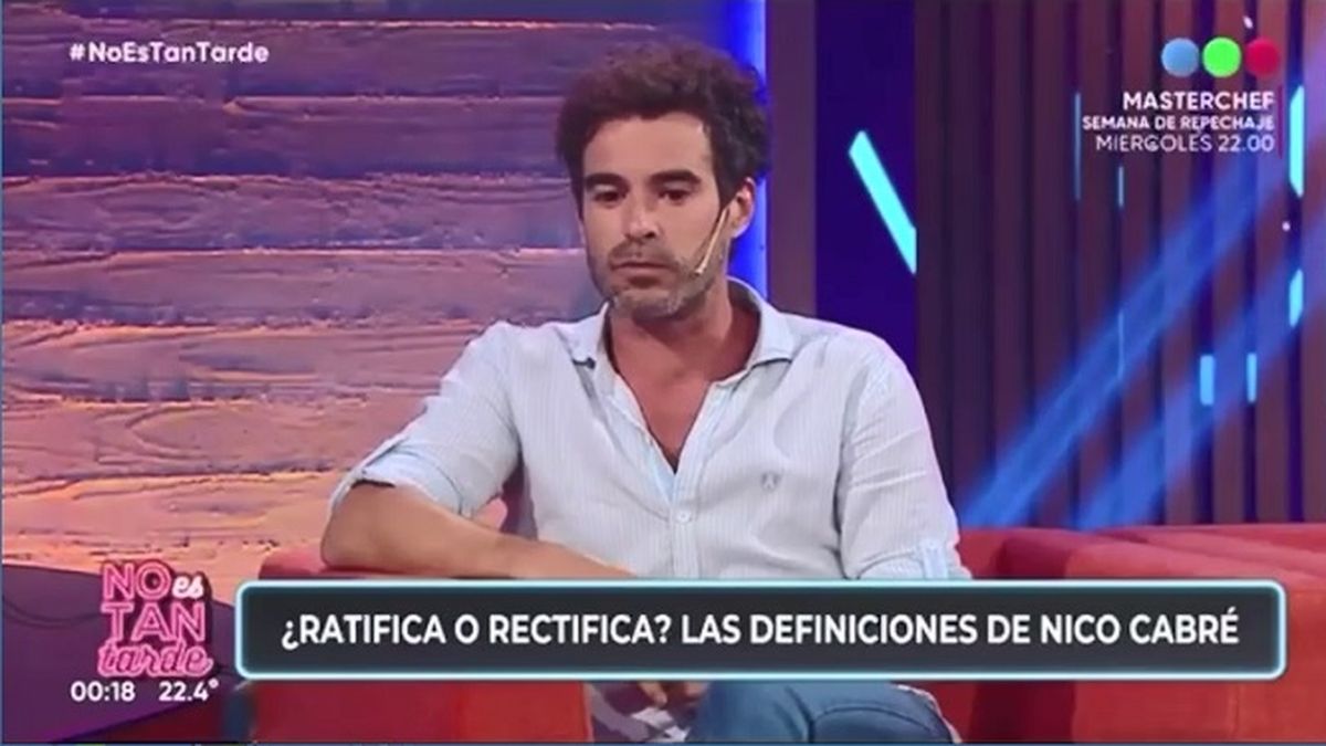 Nicol&aacute;s Cabr&eacute; se puso serio a la hora de hablar de sus rupturas sentimentales en No es tan tarde, pero dej&oacute; algunas frases que se leyeron como destinadas a su &uacute;ltima ex, Laurita Fern&aacute;ndez.&nbsp;