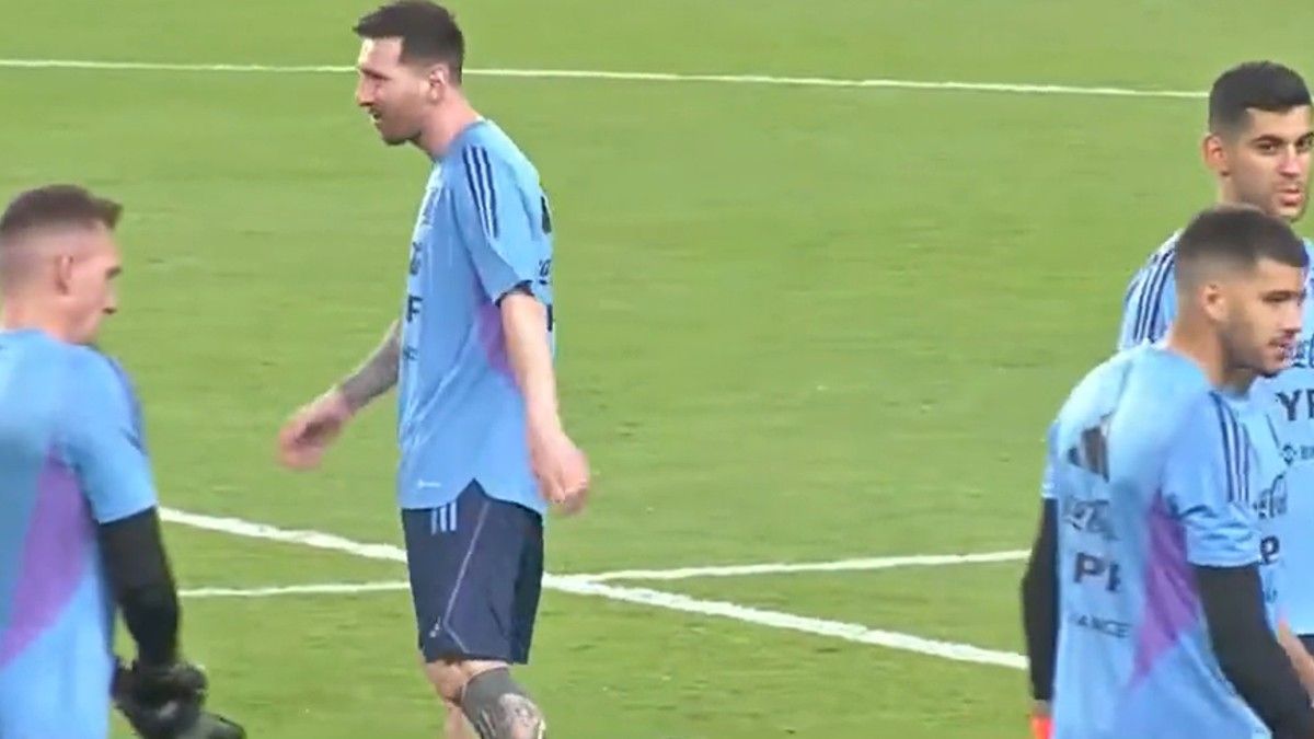 Messi tuvo su primer entrenamiento con la Selección Argentina. (Foto: Captura TV)  