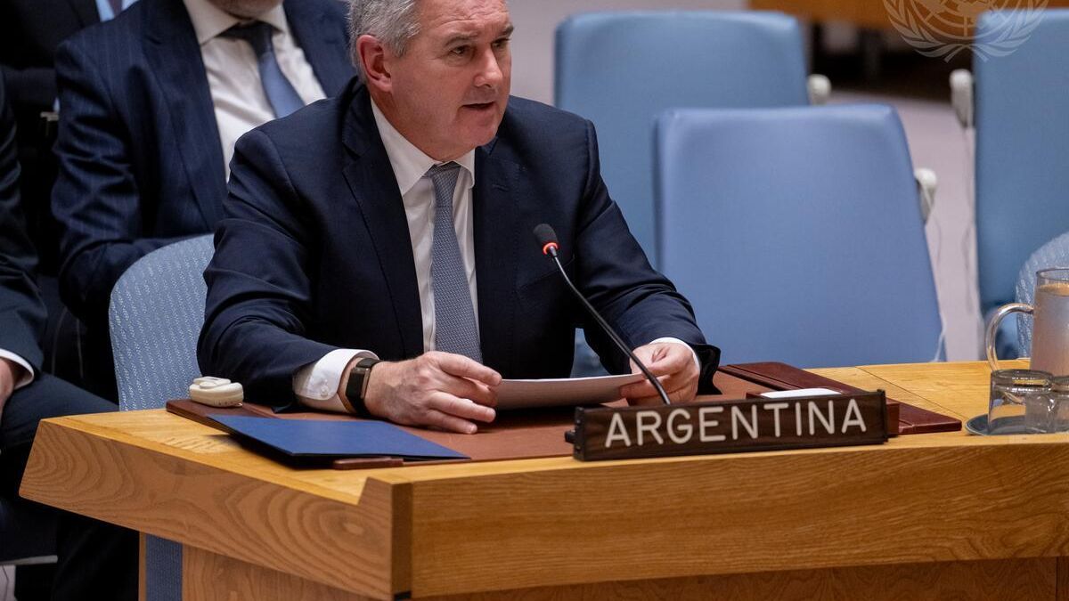 El canciller Pablo Quirno durante su participación en el Debate Abierto del Consejo de Seguridad de las Naciones Unidas﻿ (Foto: ONU)