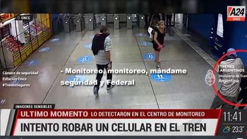 Once: punga intentó robar un celular en el Tren Sarmiento. (Captura de Tv)