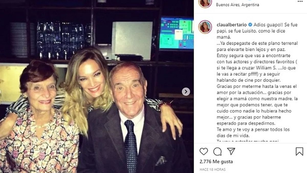 Claudia Albertario despidió a su papá con un profundo posteo desde sus redes sociales en mayo de 2021. 