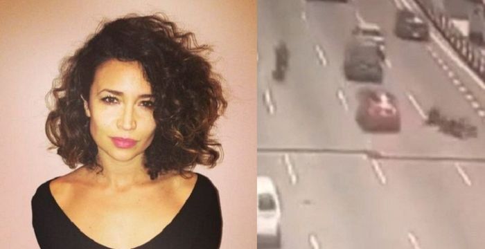 Video: Julia Mengolini chocó contra un motociclista en la autopista 25 de Mayo