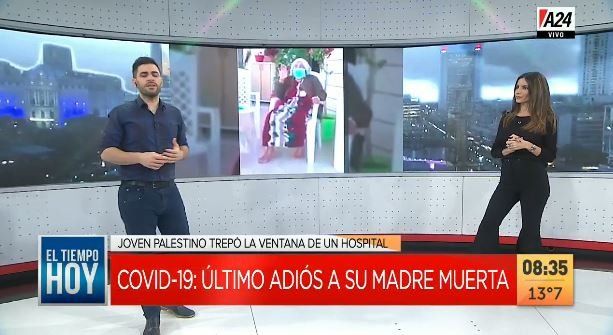 La conmovedora imagen del joven que se trepó a la ventana de un hospital para despedir a su madre, enferma de COVID-19