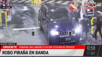 San Telmo: robo piraña en una estación de servicio. (Captura de Tv)