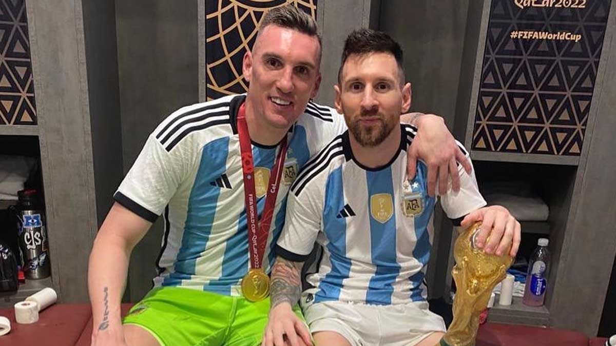 Franco Armani y Lionel Messi