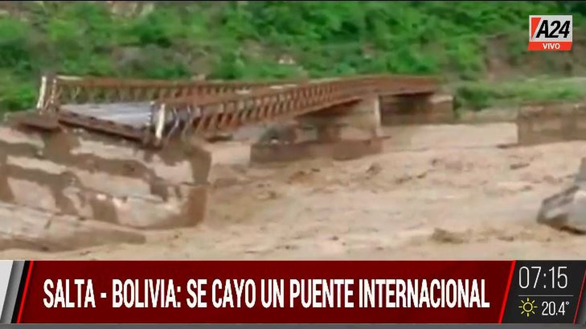 Se cayó un puente internacional que une a Salta con Bolivia. (Captura de Tv)