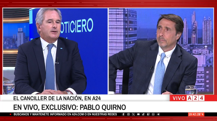 El canciller Pablo Quirno en A24: Nahuel Gallo está liberado gracias a Estados Unidos
