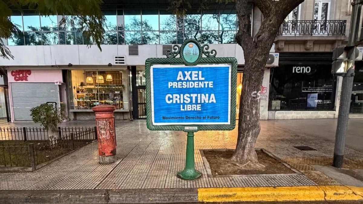 Los afiches fueron colocados en distintos puntos del barrio porteño y llevan la identificación del Movimiento Derecho al Futuro, el espacio político referenciado en Axel Kicillof.