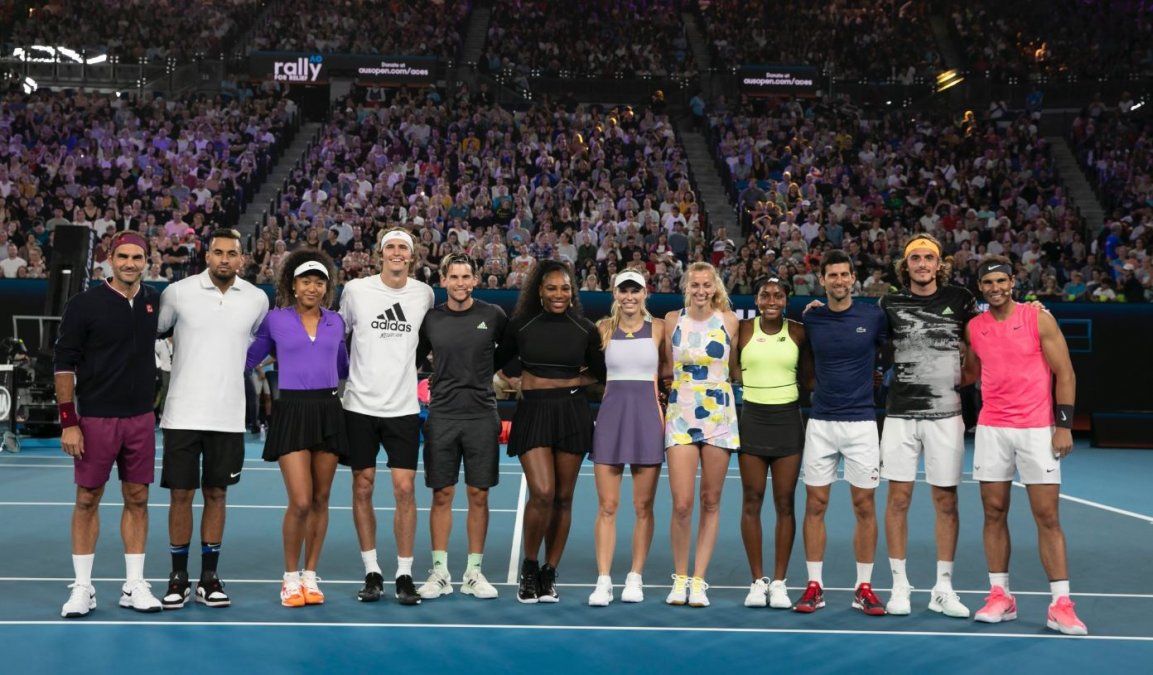 Federer, Nadal, Djokovic y otras estrellas del tenis participaron de un evento benéfico para combatir los incendios en Australia