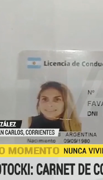 La esposa de Aníbal Lotocki renovó su licencia de conducir en Corrientes