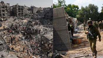 La franja de Gaza (izquierda) y soldados israelíes, tras el ataque de Hamas a los Kibutz (derecha). El conflicto lleva ya 100 días. (Foto: A24.com) La franja de Gaza (izquierda) y soldados israelíes, tras el ataque de Hamas a los Kibutz (derecha). El conflicto lleva ya 100 días. (Foto: A24.com)