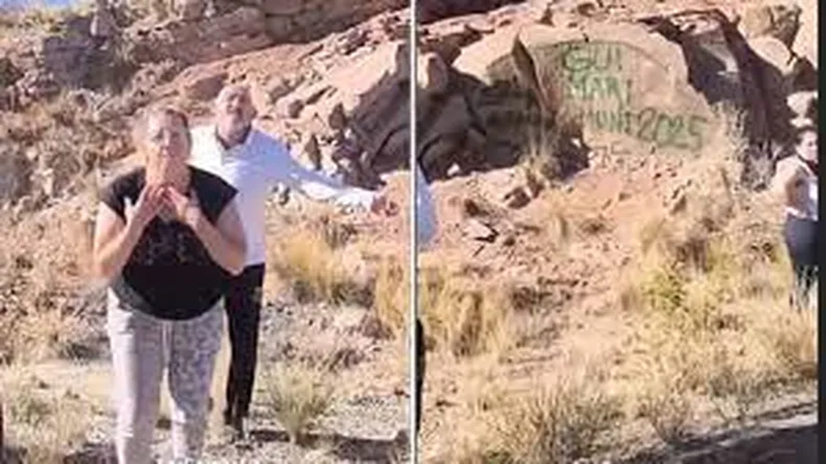 Duro castigo para los turistas que vandalizaron rocas en Mendoza: si no lo cumplen