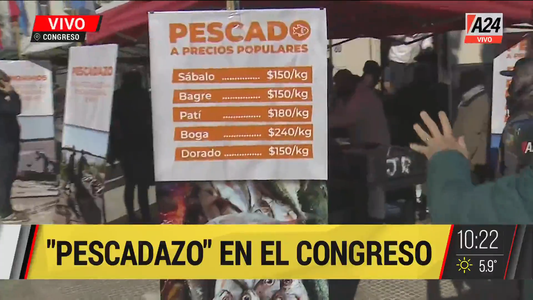 Pescadazo: largas filas para comprar frente al Congreso