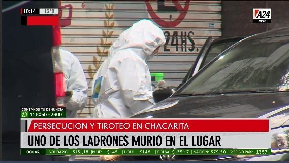 Chacarita: persecución, choque, tiroteo y un ladrón muerto