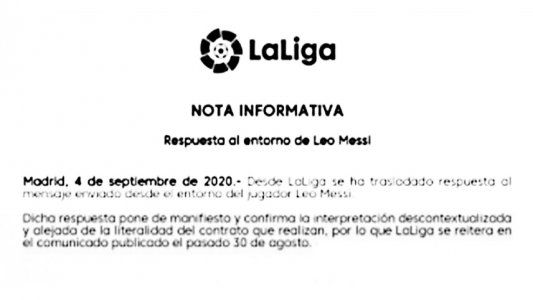 La Liga le respondió a Messi y sostiene que hay cláusula