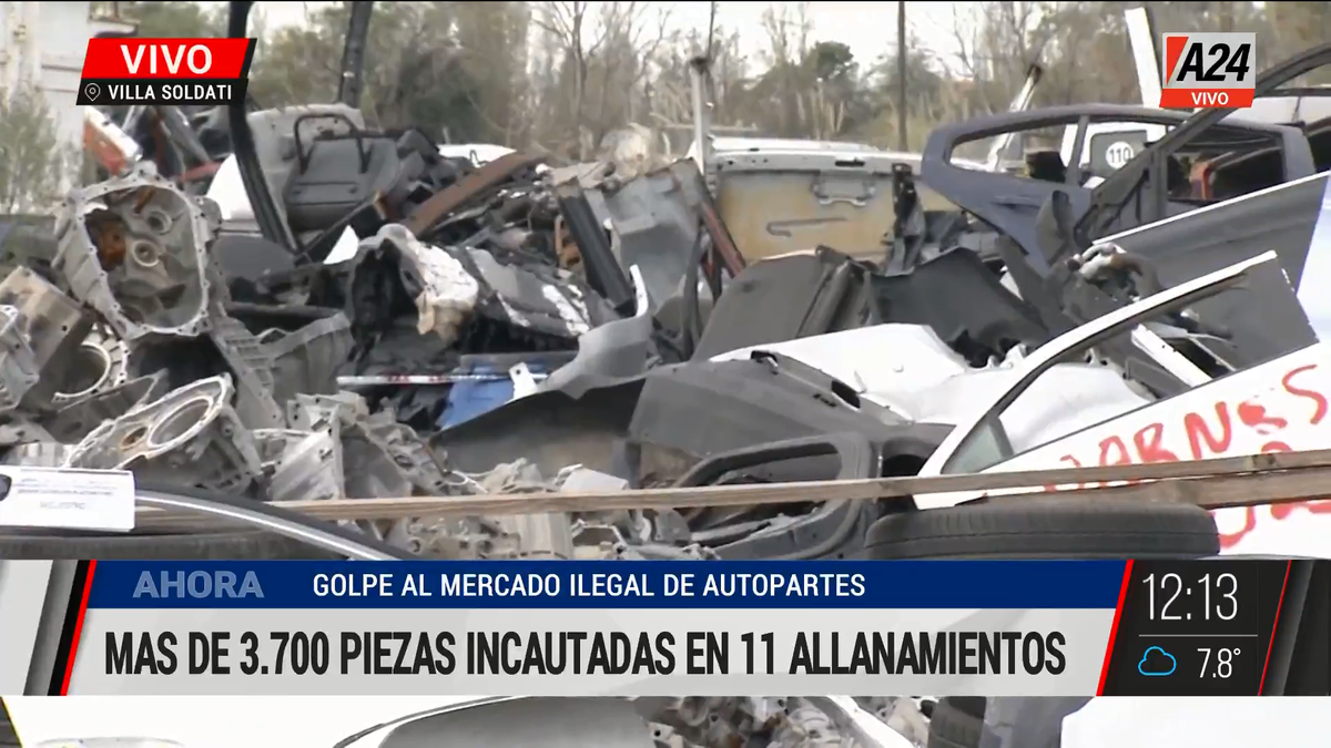 Nuevo golpe al mercado ilegal de autopartes en Villa Soldati. (Captura de Tv)