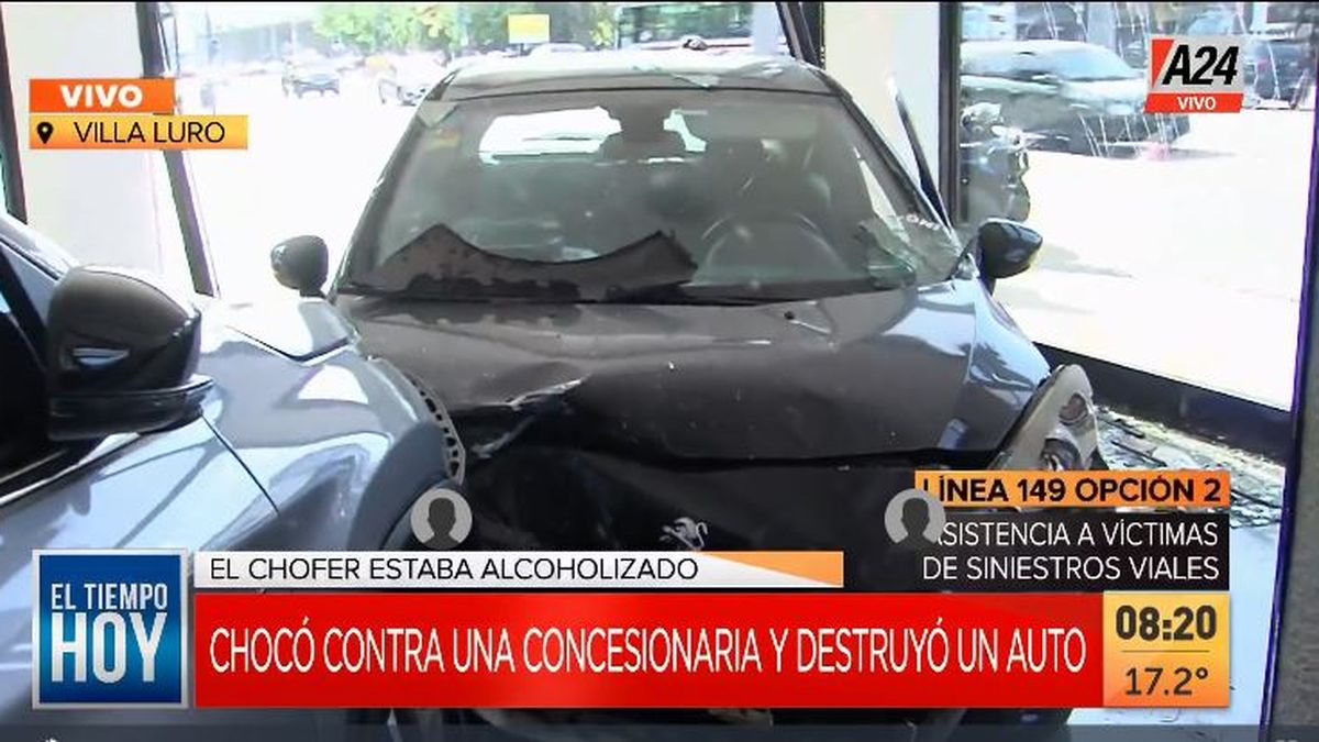 Villa Luro: así un conductor ebrio chocó una concesionaria. (Captura de Tv)