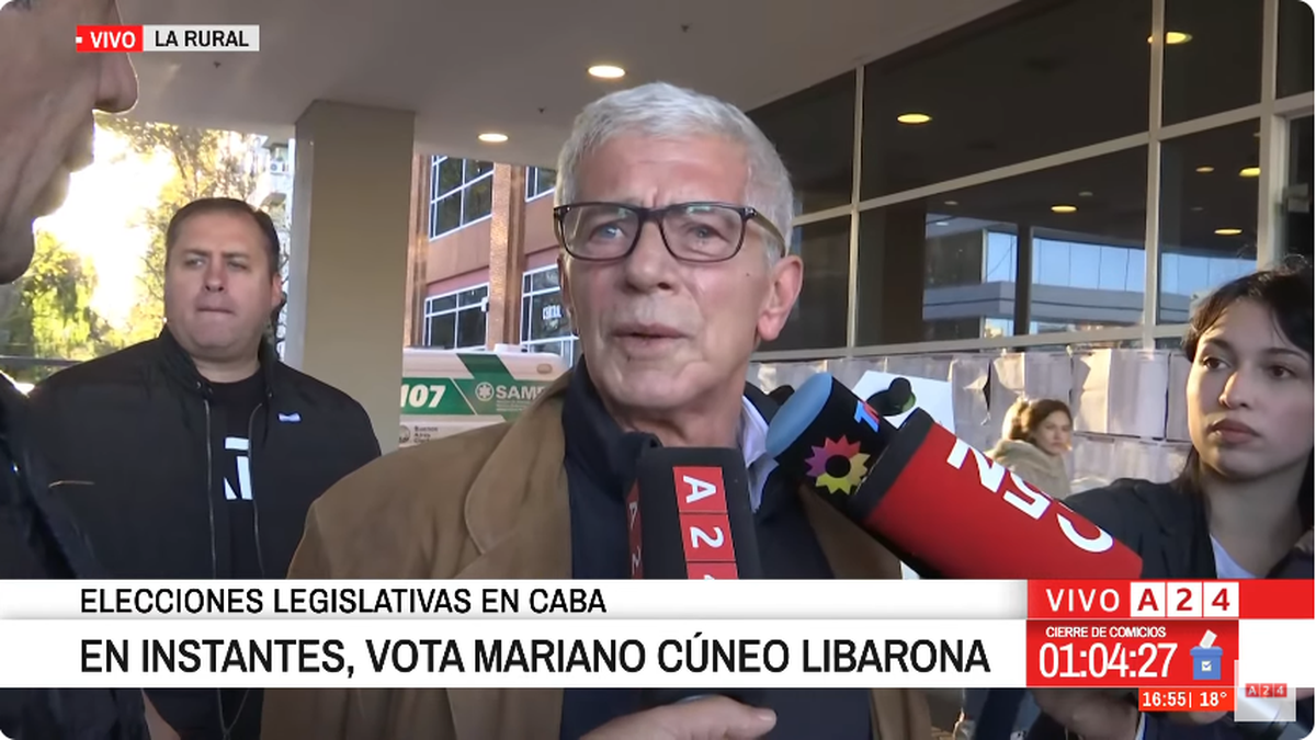 Cúneo Libarona habló con la prensa mientras se dirigía a votar. (Foto: YouTube).
