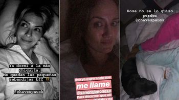 La China Suárez y Paula Chaves, cómplices en la pijamada de Rufina y Olivia