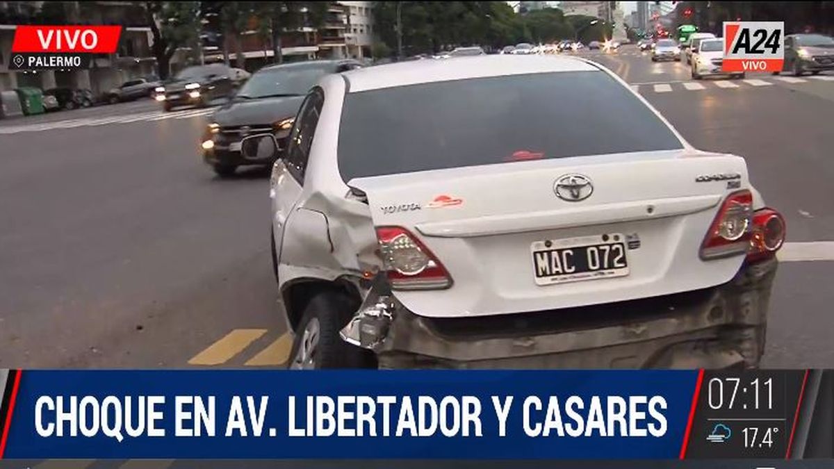 Palermo: choque en av. Del Libertador y Casares. (Captura de Tv)