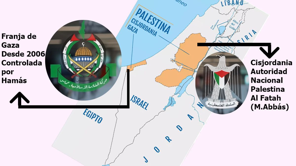 La "divisi&oacute;n" de Palestina. Cisjordania, con el control de la ANP, y la Franja de Gaza, controlada por Hamas (Foto: archivo).