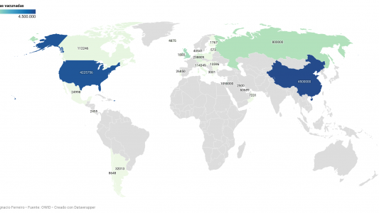 Mapa mundial de vacunación: más de 30.000 argentinos ya recibieron la primera dosis