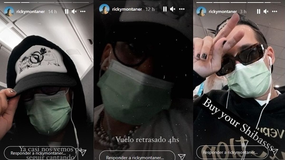 Ricky Montaner en pleno vuelo desde Miami a Buenos Aires, se quejó por las 4 horas de retraso de la compañía aérea. Al bajar, confirmó su casamiento con la argentina Stefi Roitman.