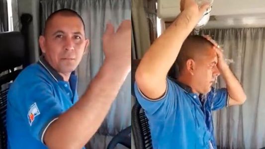 Agobiante: un chofer de colectivos mostró el método que usa para combatir el calor